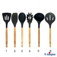 کفگیر و ملاقه سیلیکون دسته چوبی یونیک UN1170