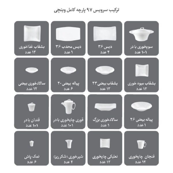 سرویس 97 پارچه وینچی الیسه سپینود درجه یک - Image 4